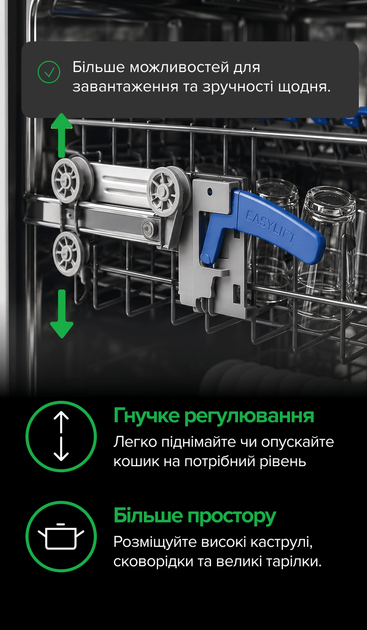EasyLift. Регулювання кошика по висоті.