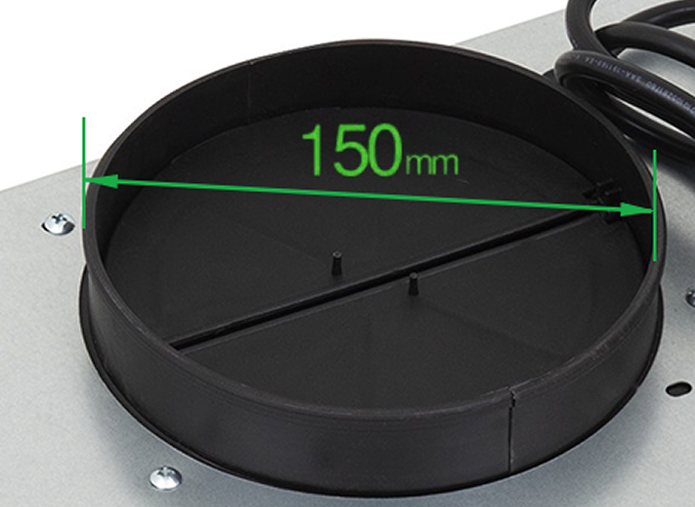 Зворотній клапан та повітровивід діаметром 150 мм.