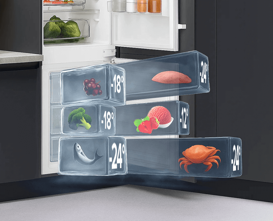 Точний температурний контроль в морозильній камері від –12 до –24 °C.