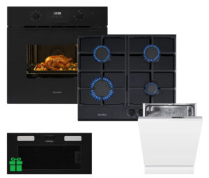 Комплект Духовка Interline OEG 581 ECR BA+Поверхня газ Interline VGS 463 FGK BA+Посудомийна машина Interline DWI 664 P1 TSH GA+ =Витяжка SMART S BL A/60/TB у подарунок - 1
