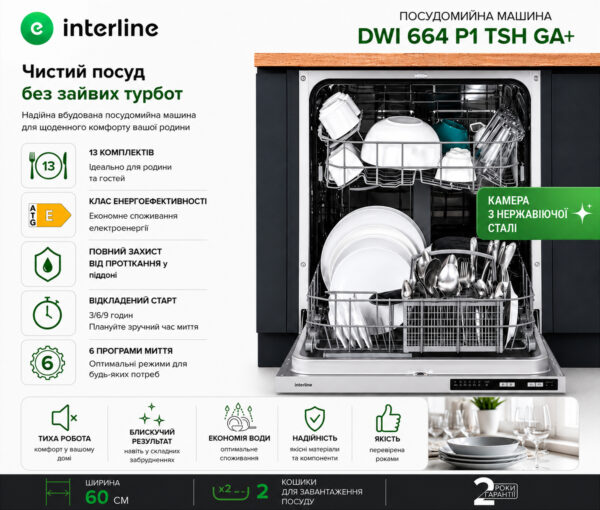 Посудомийна машина Interline DWI 664 P1 TSH GA+ - 16