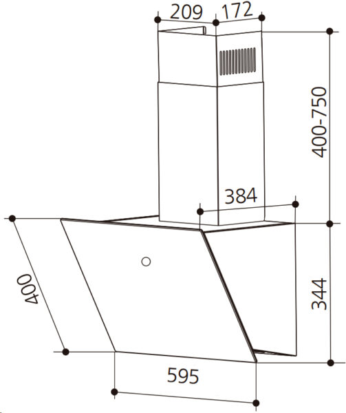 Витяжка Interline FLOW MATT BL A/60/GL/M - 16