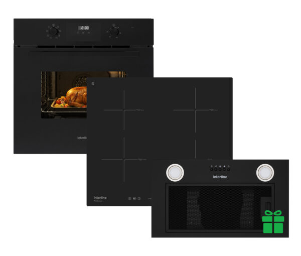 Комплект Духова шафа Interline OEG 581 ECR BA + Поверхня інд. Interline HIV 567 SBP BA= Вбудована Витяжка BASIC Black A/60/PB  у подарунок - 1